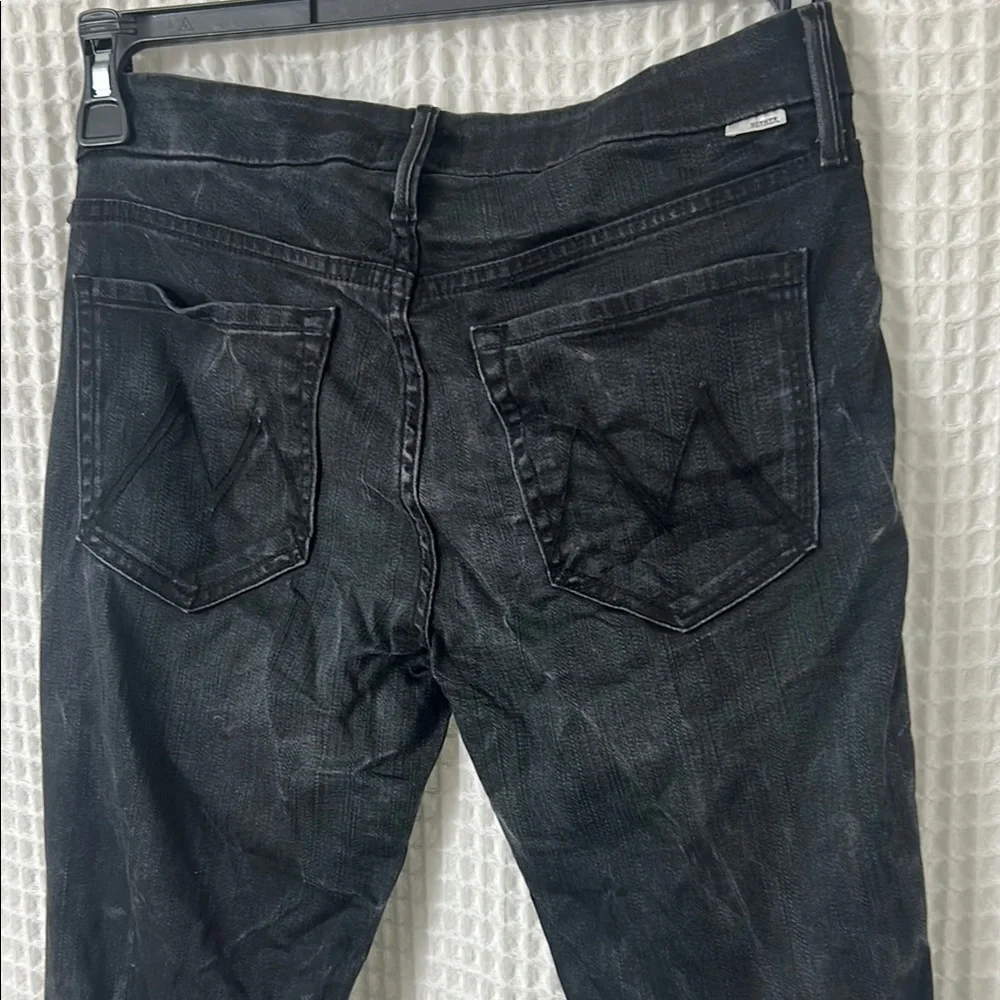 Mother The Looker Crop Lies & Shadows Size 27 Skinny Stretch Jeans Black Wash - Picture 8 of 10